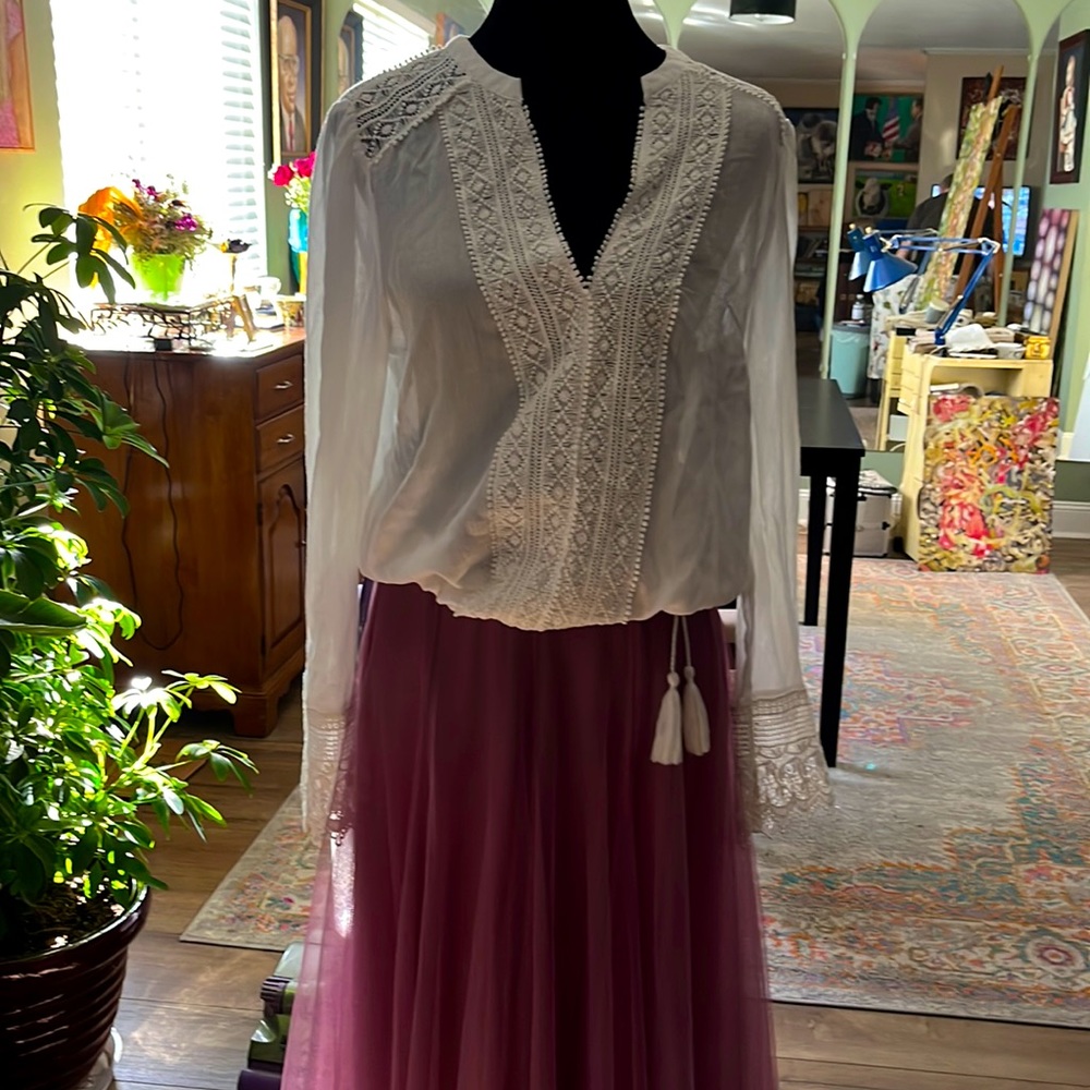 White retro gypsy shirt.